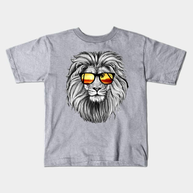 Summer Lion Kids T-Shirt by clingcling